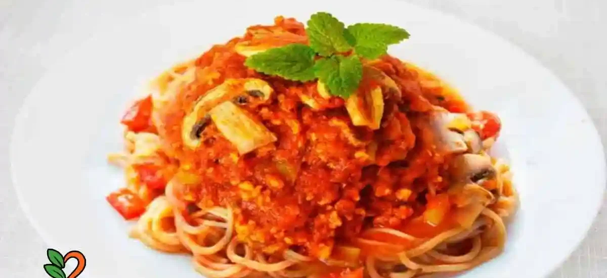 Espagueti a la Bolognesa con champiñones
