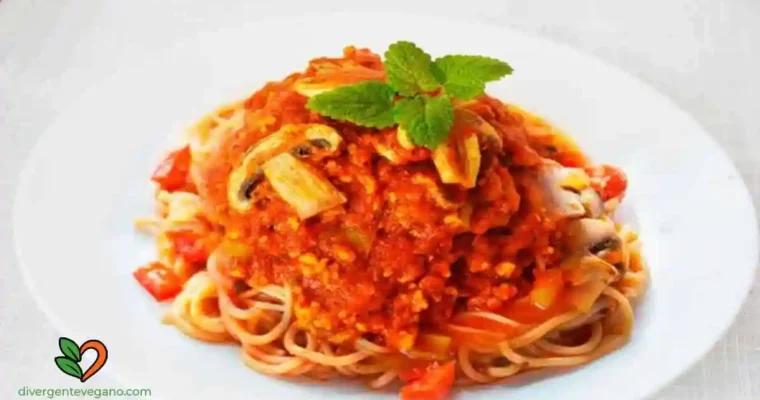 Espagueti a la Bolognesa con champiñones