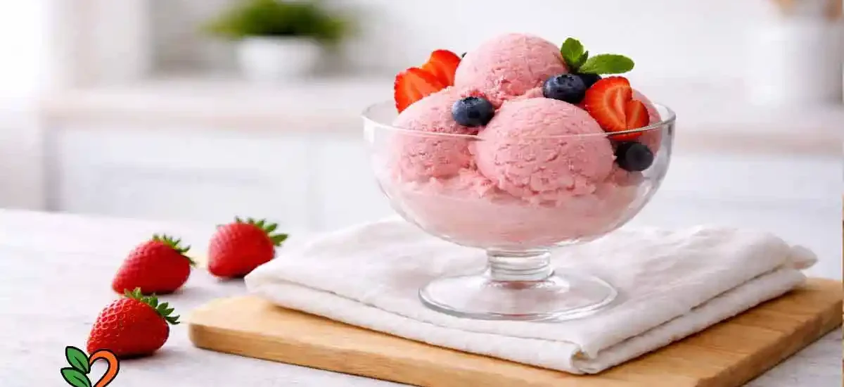 Helado vegano de fresa cremoso (sin máquina de hacer helados)