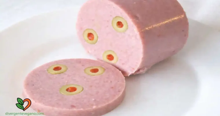 Mortadela con aceitunas vegana