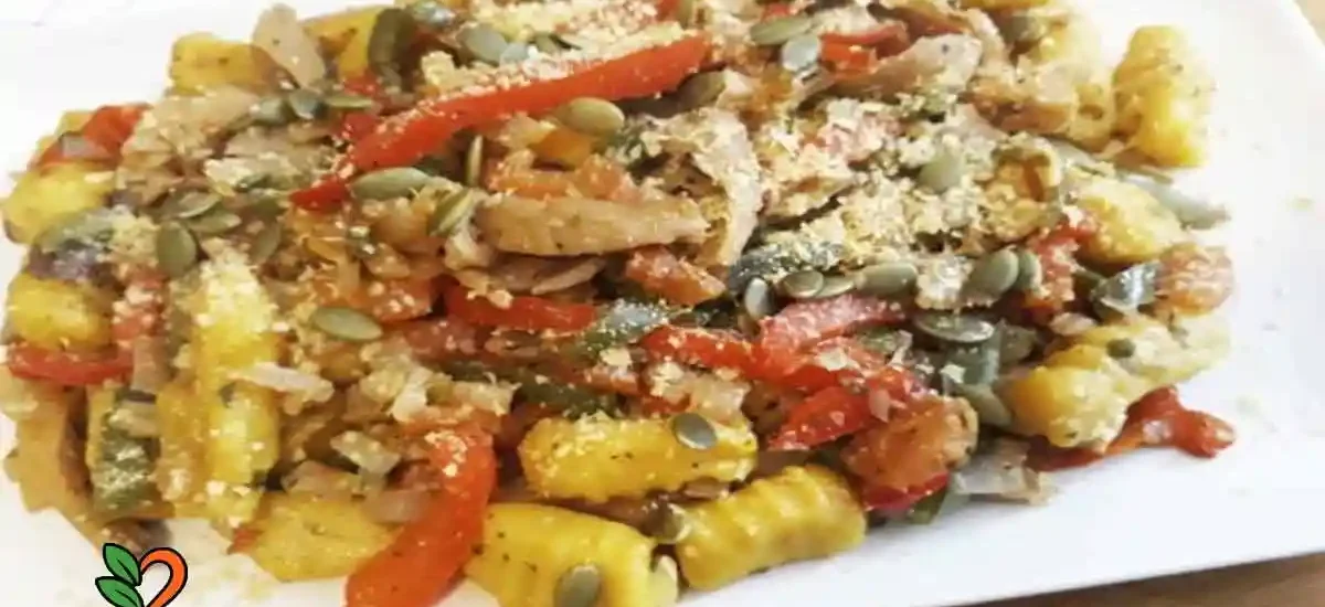 Receta de Ñoquis con salsa de pimientos y tomates