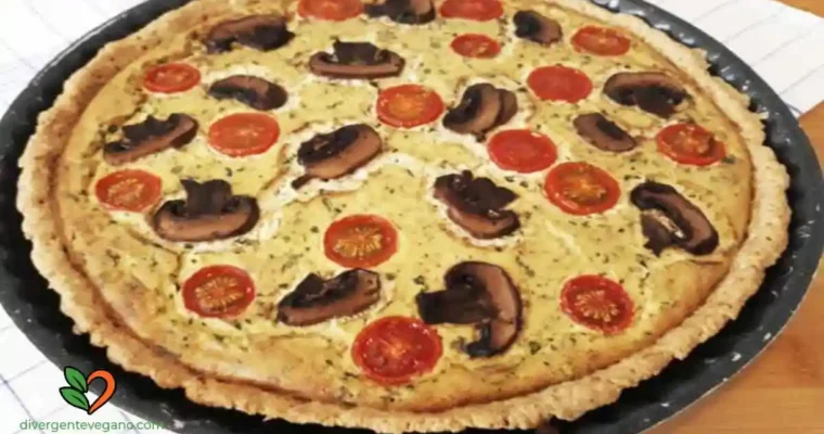 Quiche de albahaca, portobellos y tomates Cherry