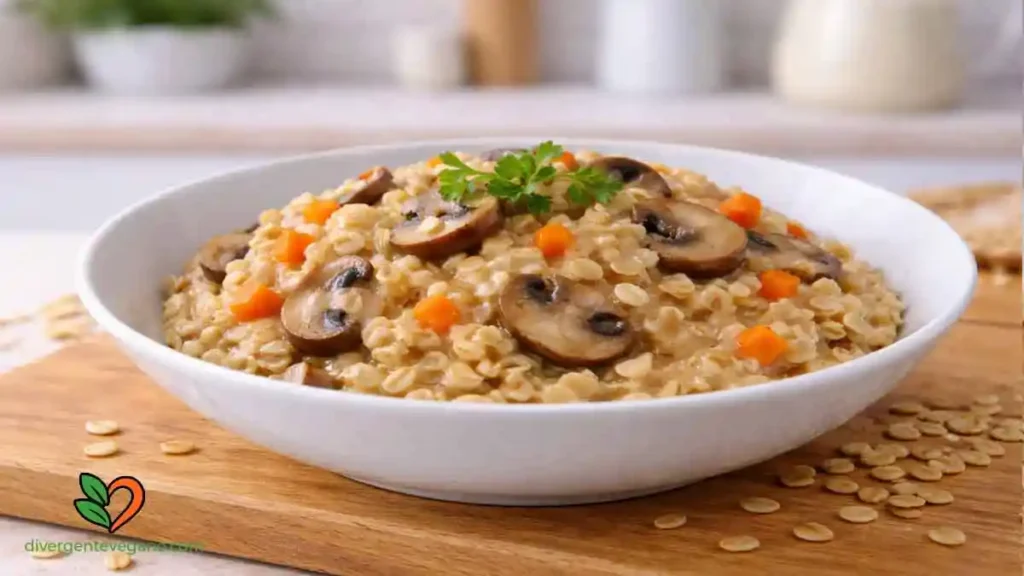 Risotto de avena con zanahorias y setas