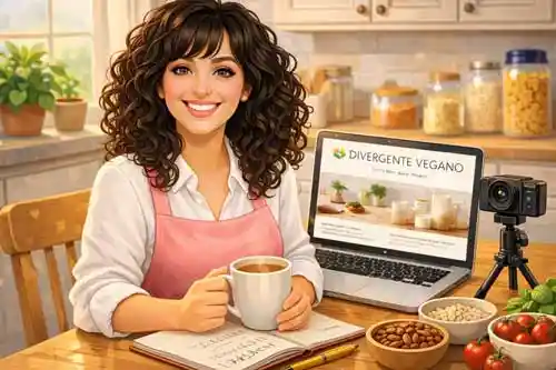 Ilustración de Lilian Rodríguez en la cocina de Divergente Vegano